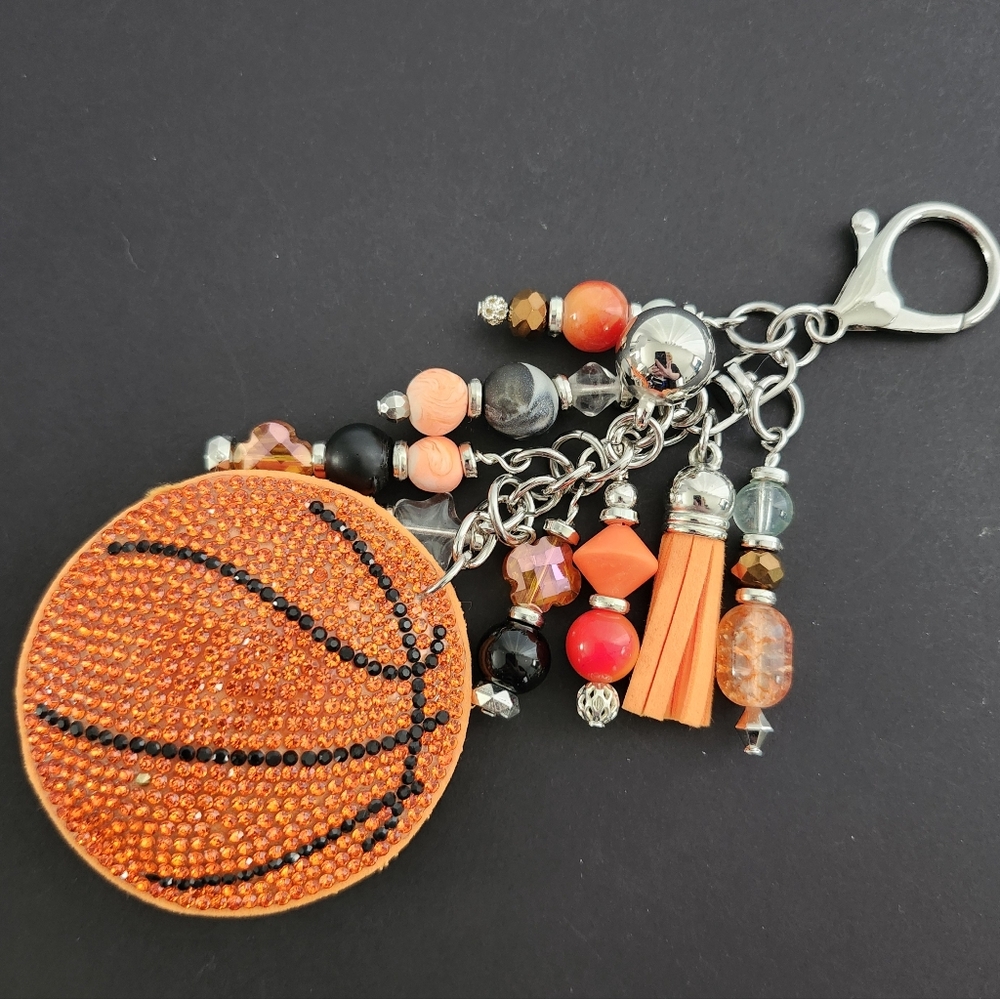 Puffy March Madness Basketball Purse Charm or Keychain